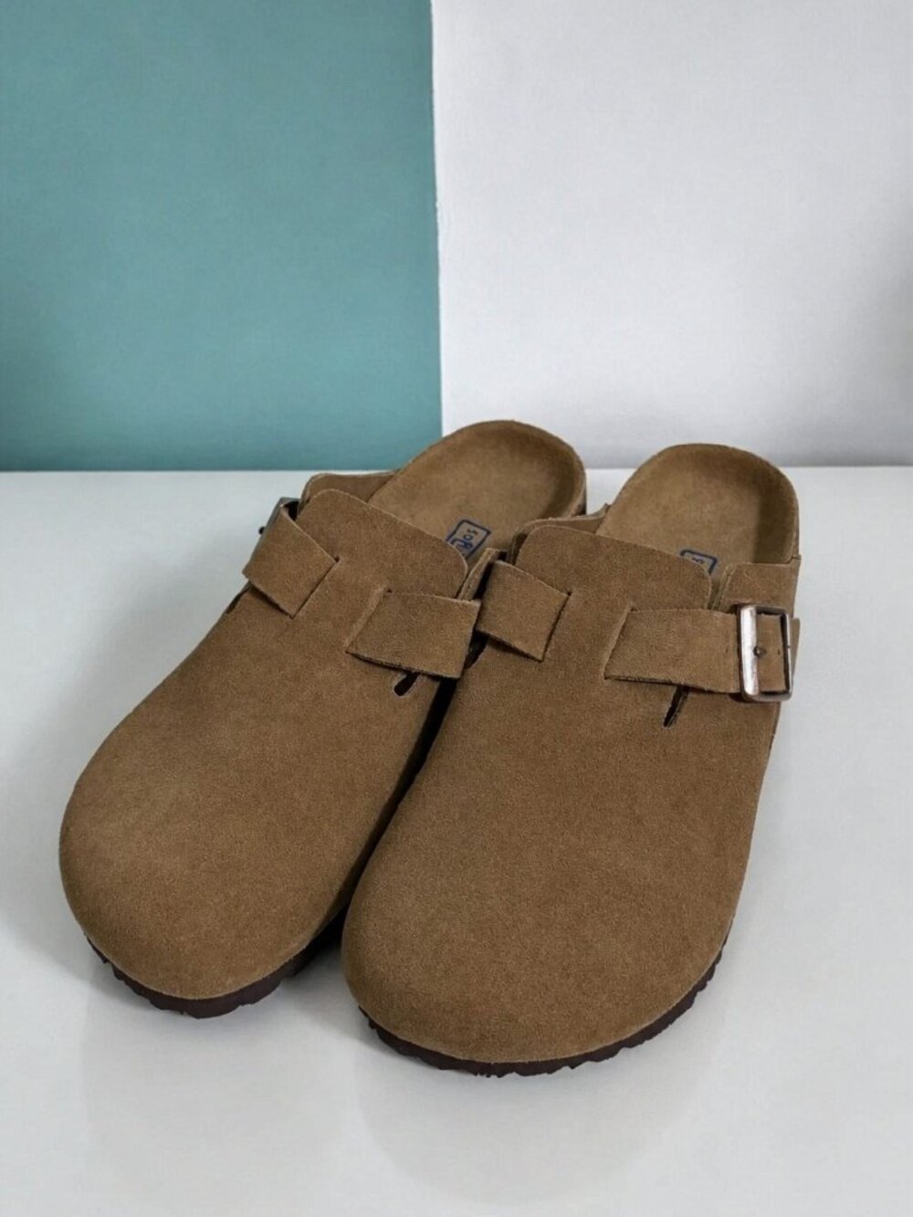 Birkenstock Boston Taupe Suede Soft Footbed Clogs EU 38